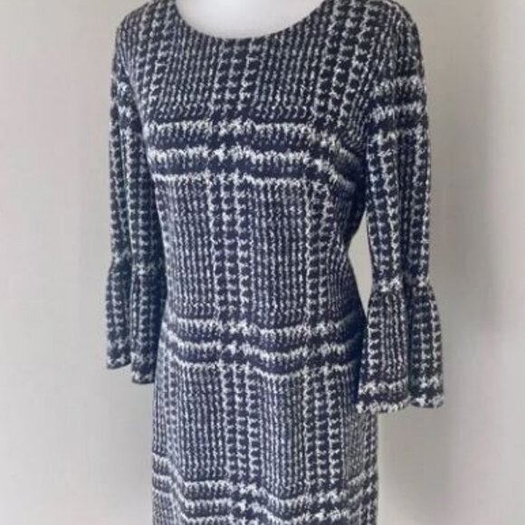 Talbots Womens Bell Sleeve Gala Glen Plaid Sheath Dress Sz 16 - Picture 2 of 8